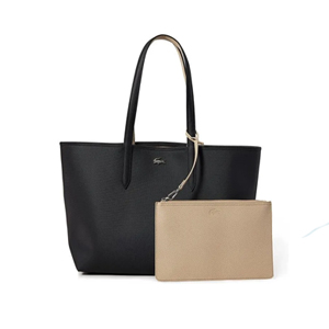 Sac cabas en cuir beige Lacoste